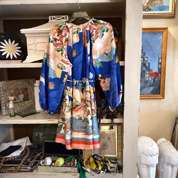 NWT Antonio Melani Raffaella blue ocean print Mini Dress Small S - Picture 6 of 9